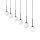 Suspension L : 122 cm verre métal noir blanc 6x G9