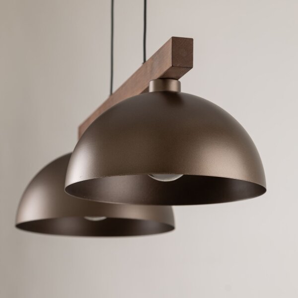 Suspension Marron Métal Bois L : 83 E27 2 flammes