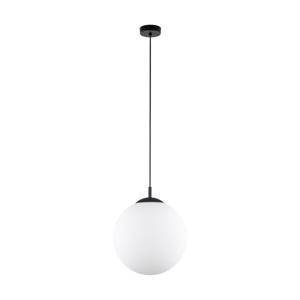 Lampe à suspendre Blanc Noir Ø 35 cm E27 Boule Verre Métal