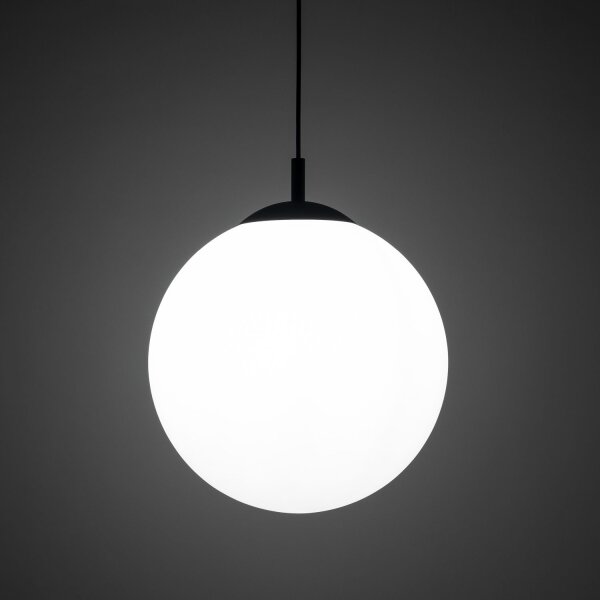 Lampe à suspendre Blanc Noir Ø 35 cm E27 Boule Verre Métal