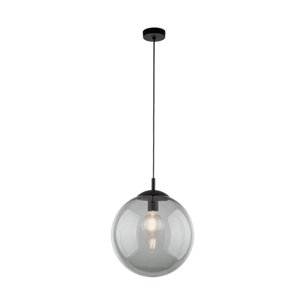 Lampe à suspendre verre fumé métal E27 Ø 35 cm rond Abat-jour sphérique