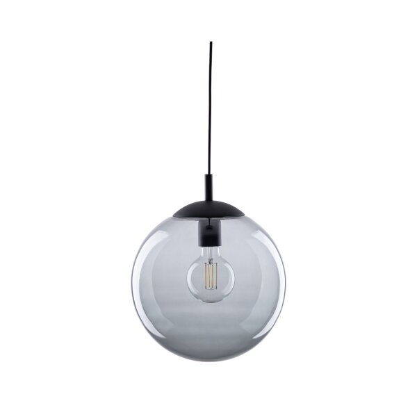 Lampe à suspendre verre fumé métal E27 Ø 35 cm rond Abat-jour sphérique