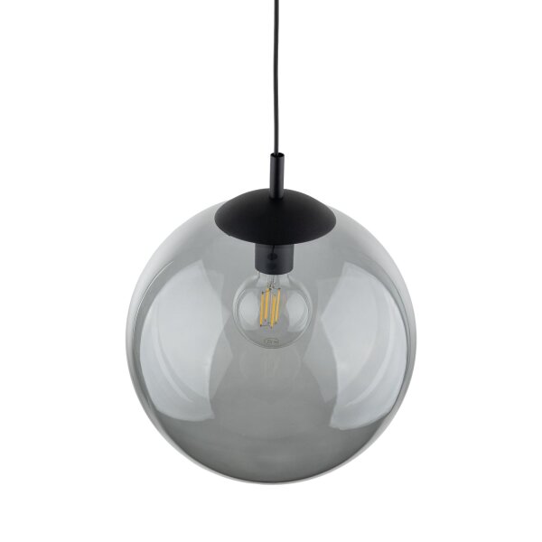 Lampe à suspendre verre fumé métal E27 Ø 35 cm rond Abat-jour sphérique