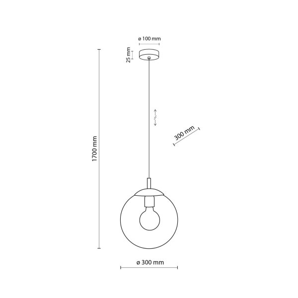 Suspension verre Boule Ø 30 cm Noir Gris E27 BRYCE