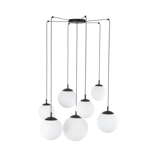 Suspension verre métal L : 400 cm réglable 7x E27 XXL