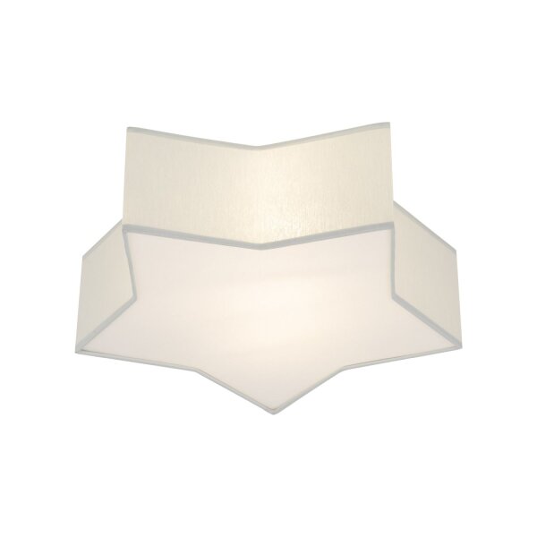 Lampe de plafond chambre denfant étoile L : 45 cm tissu blanc gris 2x E27