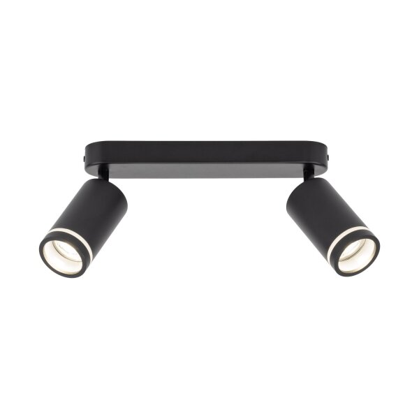 Spot de plafond en métal 43,5cm de long noir 2 flammes GU10