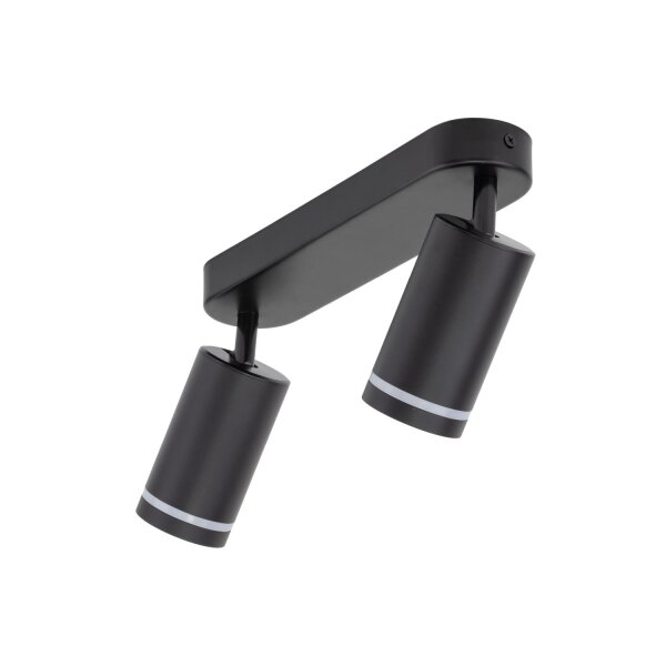 Spot de plafond en métal 43,5cm de long noir 2 flammes GU10