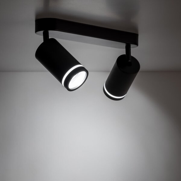 Spot de plafond en métal 43,5cm de long noir 2 flammes GU10