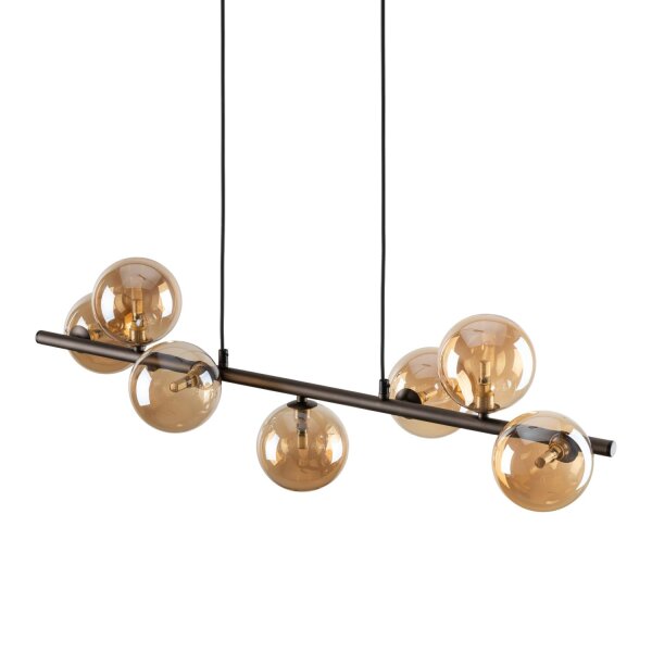 Suspension métal verre fumé L : 90 cm H : max. 153 cm 7x G9