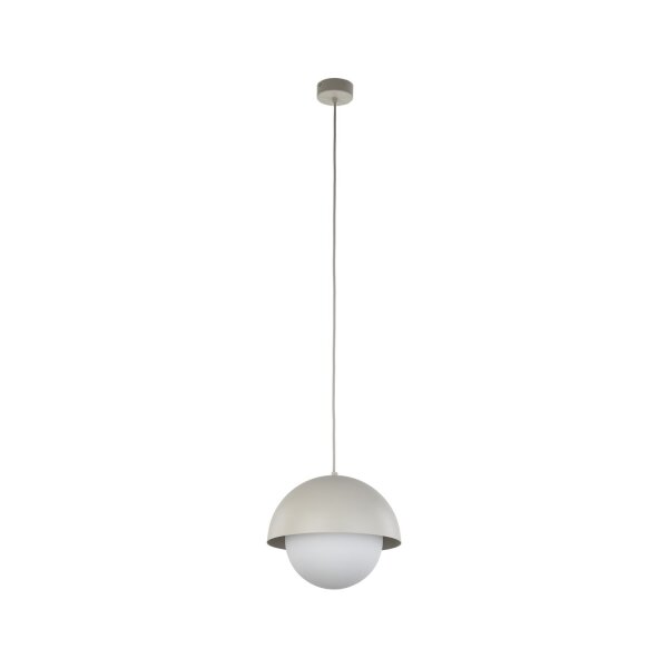 Lampe à suspendre métal verre D : 27cm H : max. 160cm Beige Blanc E27