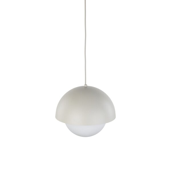 Lampe à suspendre métal verre D : 27cm H : max. 160cm Beige Blanc E27