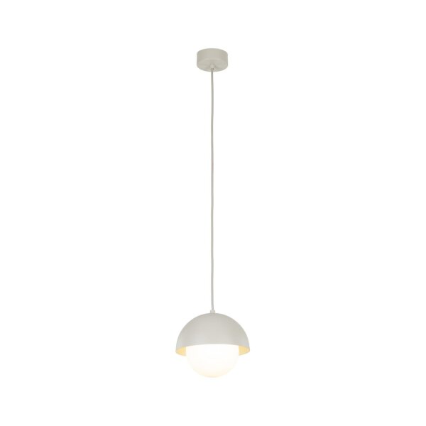 Lampe à suspendre Verre Métal Ø 17 cm Beige Blanc G9 Boule Abat-jour