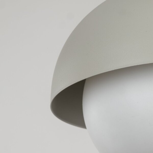 Lampe à suspendre Verre Métal Ø 17 cm Beige Blanc G9 Boule Abat-jour