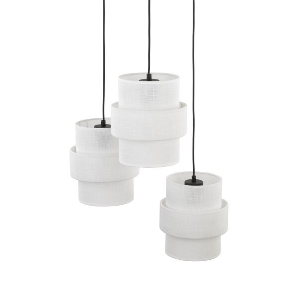 Lampe à suspendre tissu blanc noir réglable E27 3-flamme