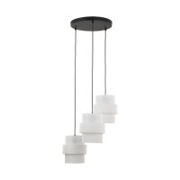 Lampe &agrave; suspendre tissu blanc noir r&eacute;glable...
