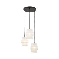Lampe à suspendre tissu blanc noir réglable...
