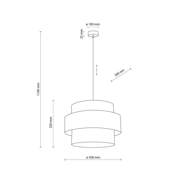 Suspension Tissu Blanc Ø 50 cm H : max. 160 cm 3x E27