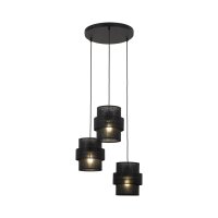 Suspension 3 flammes noir tissu métal E27 orientable