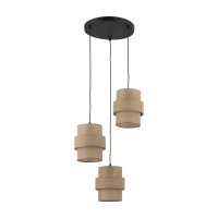 Suspension Jute M&eacute;tal E27 H : max 145cm 3-flamme Boho