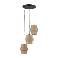 Suspension Jute Métal E27 H : max 145cm 3-flamme Boho