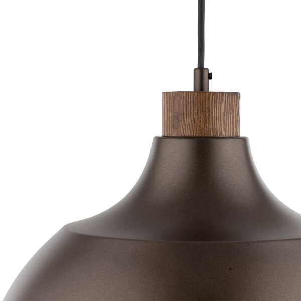 Suspension Marron Métal Bois D : 34 cm rond E27 Retro