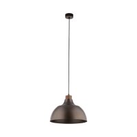 Suspension Marron Métal Bois D : 34 cm rond E27 Retro