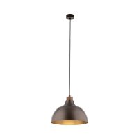 Suspension Marron Métal Bois D : 34 cm rond E27 Retro