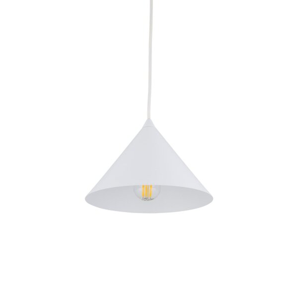 Lampe à suspendre métal E27 D : 19 cm rond H : max. 155 cm blanc
