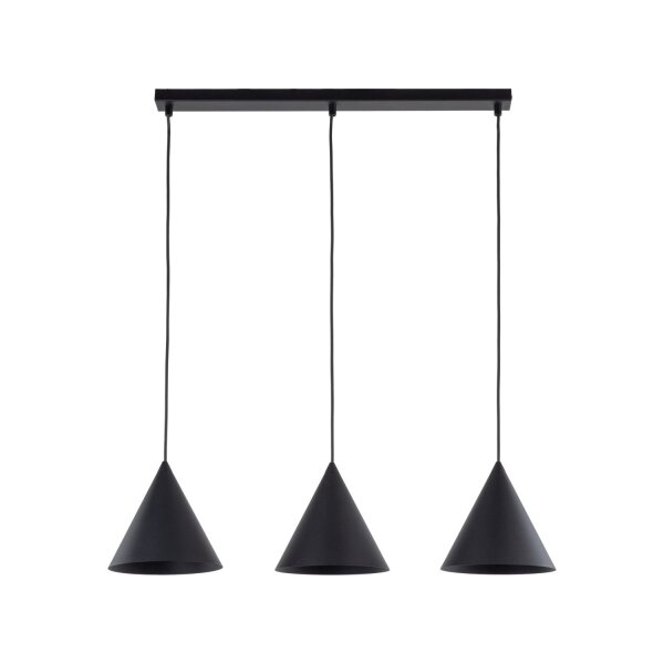 Lampe à suspendre 3 flammes Noir L : 75 cm E27 Rétro Métal