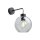Applique murale verre fumé métal H : 28 cm E27 noir graphite