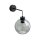 Applique murale verre fumé métal H : 28 cm E27 noir graphite