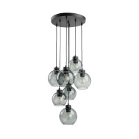Suspension verre fum&eacute; 7x E27 ajustable Abat-jour...