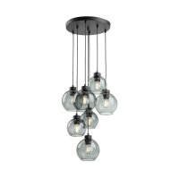 Suspension verre fumé 7x E27 ajustable Abat-jour...