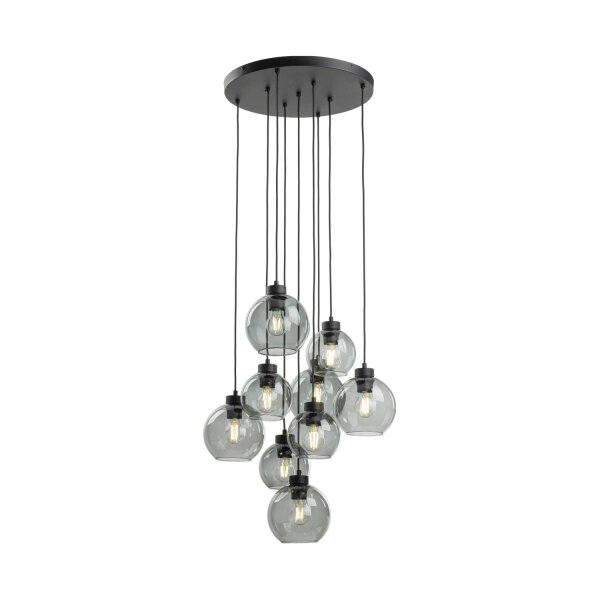 Suspension verre fumé métal H : max. 140 cm 9x E27