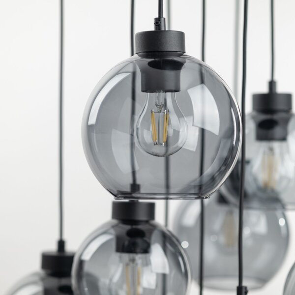 Suspension verre fumé métal H : max. 140 cm 9x E27