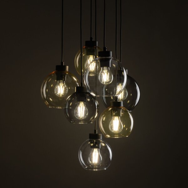 Lampe à suspendre verre fumé H : max. 140 cm réglable 7x E27