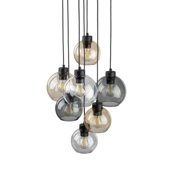 Lampe à suspendre verre fumé H : max. 140 cm réglable 7x E27