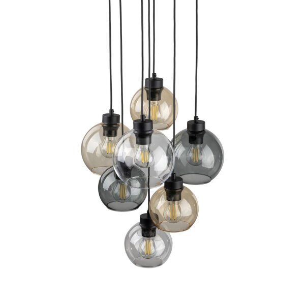 Lampe à suspendre verre fumé H : max. 140 cm réglable 7x E27
