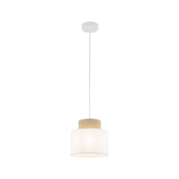 Suspension Tissu Jute E27 Ø 20 cm H : max. 160 cm Blanc Naturel