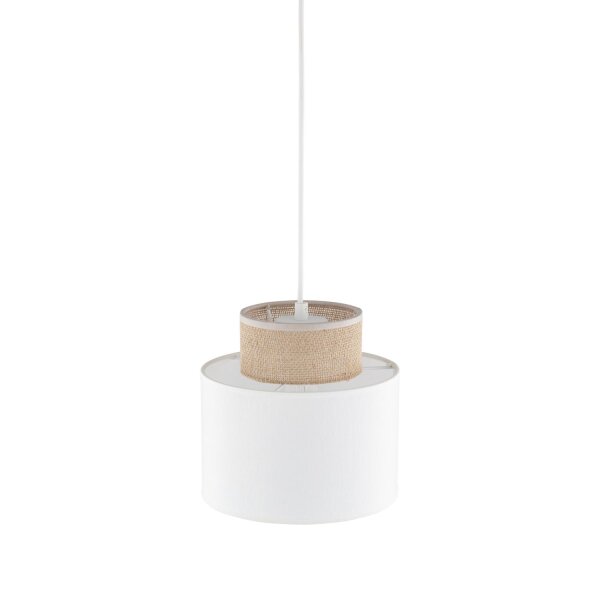 Suspension Tissu Jute E27 Ø 20 cm H : max. 160 cm Blanc Naturel
