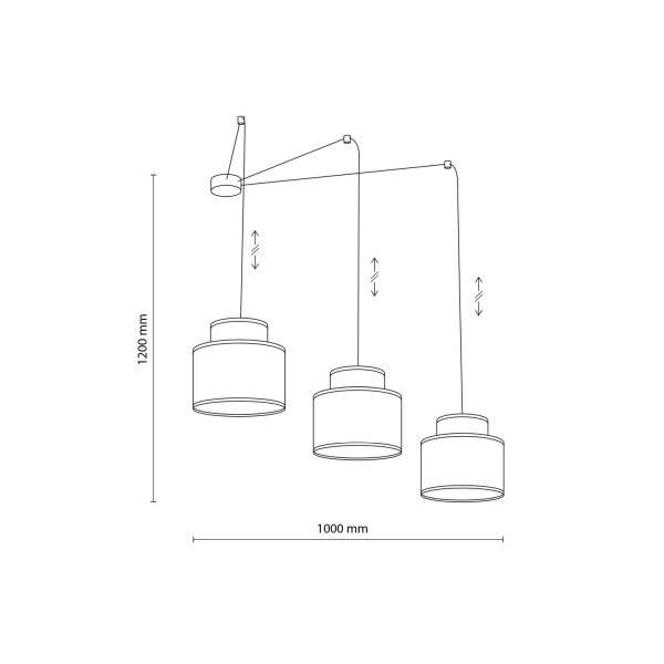 Lampe à suspendre réglable L : max. 4 m flexible jute tissu 3x E27