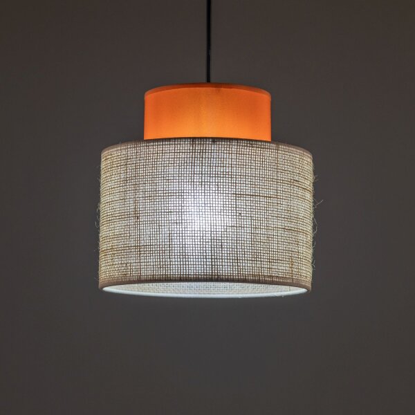Lampe à suspendre ronde Ø 20 cm H : max. 160 cm Rétro Jute Tissu E27