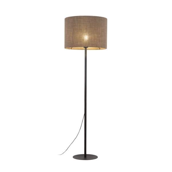 Lampadaire Moderne 165 cm Métal Jute E27 Noir Marron