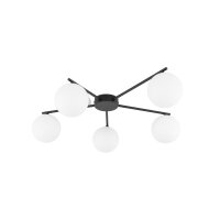 Plafonnier noir blanc L : 67 cm G9 5 flammes verre...