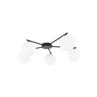 Plafonnier noir blanc L : 67 cm G9 5 flammes verre...