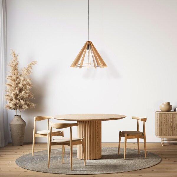 Suspension en bois E27 Ø 50 cm H : max. 160 cm réglable