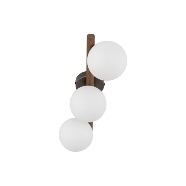 Lampe à suspendre bois métal verre L : 33 cm brun blanc