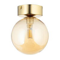 Plafonnier verre fumé Ø 12 cm rond en ambre...
