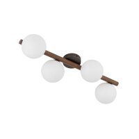Plafonnier verre métal bois 65 cm long blanc...